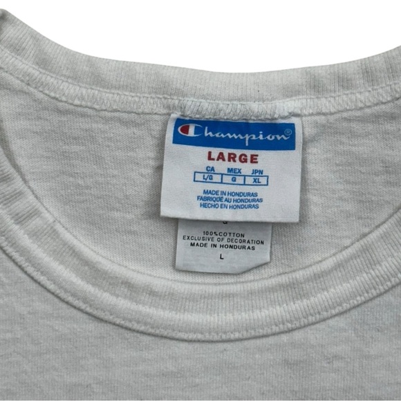 Champion Men's Classic White Embroidered Logo Tee - Size Large - Picture 2 of 3
